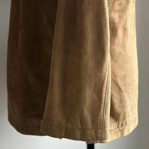 Vintage 1969 Camel Brown Nubuck Leather Tunic Top with Notched Neck – US S - Picture 10 of 13